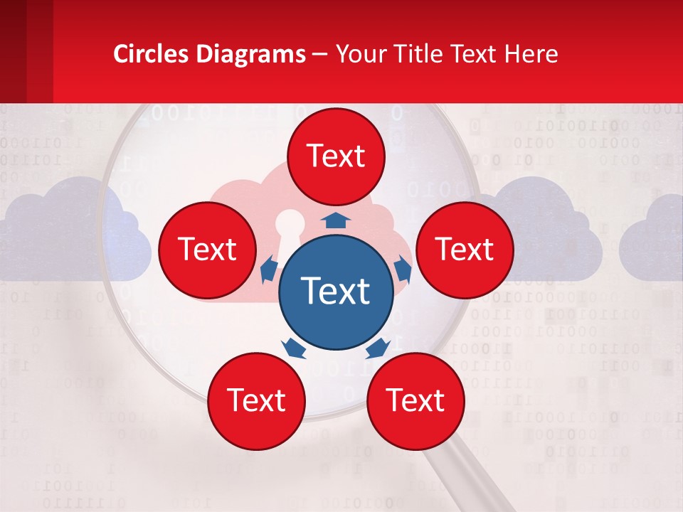 A Magnifying Glass With A Red Cloud On It PowerPoint Template