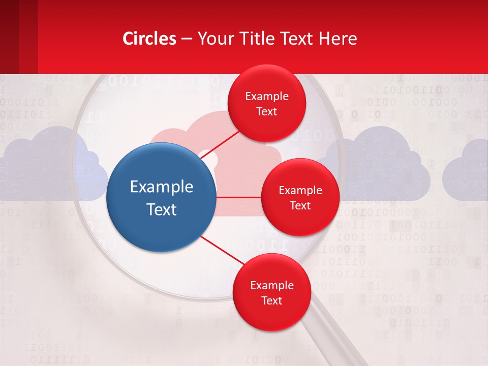 A Magnifying Glass With A Red Cloud On It PowerPoint Template