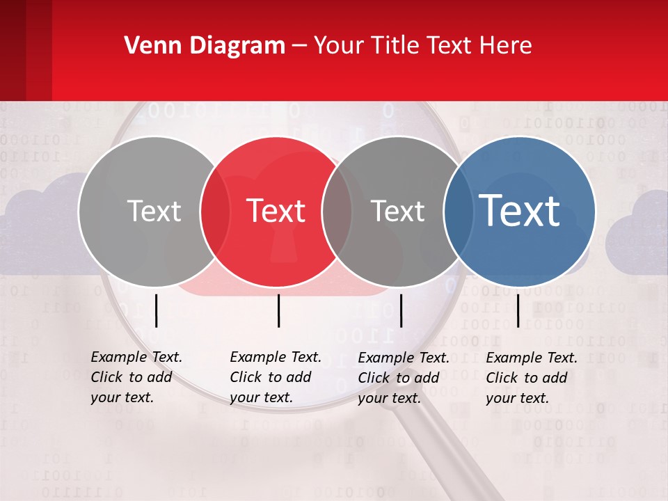 A Magnifying Glass With A Red Cloud On It PowerPoint Template