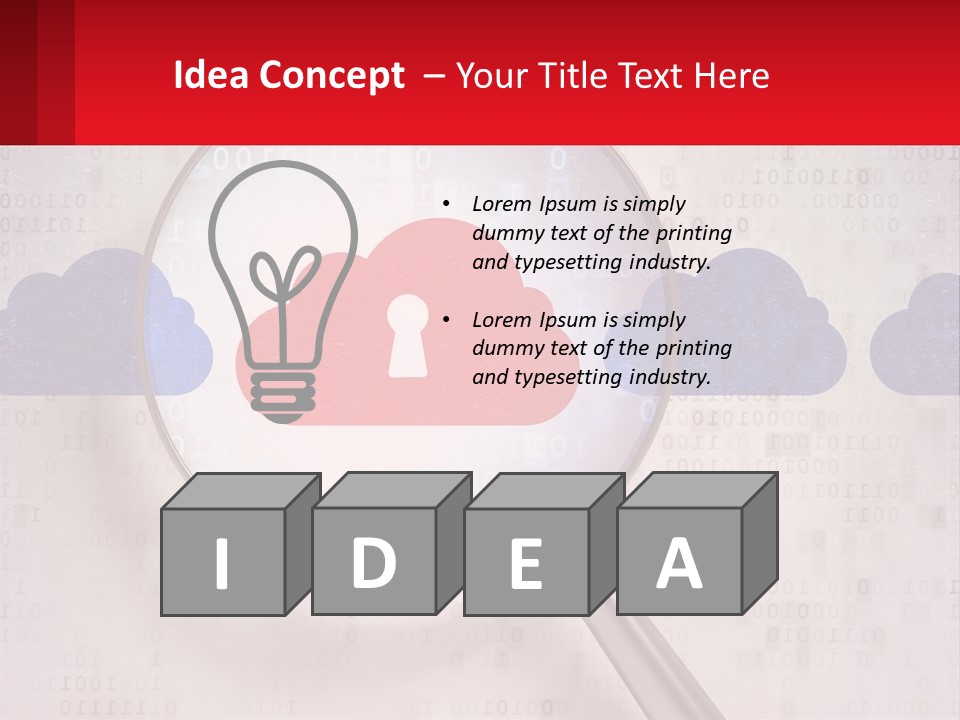 A Magnifying Glass With A Red Cloud On It PowerPoint Template