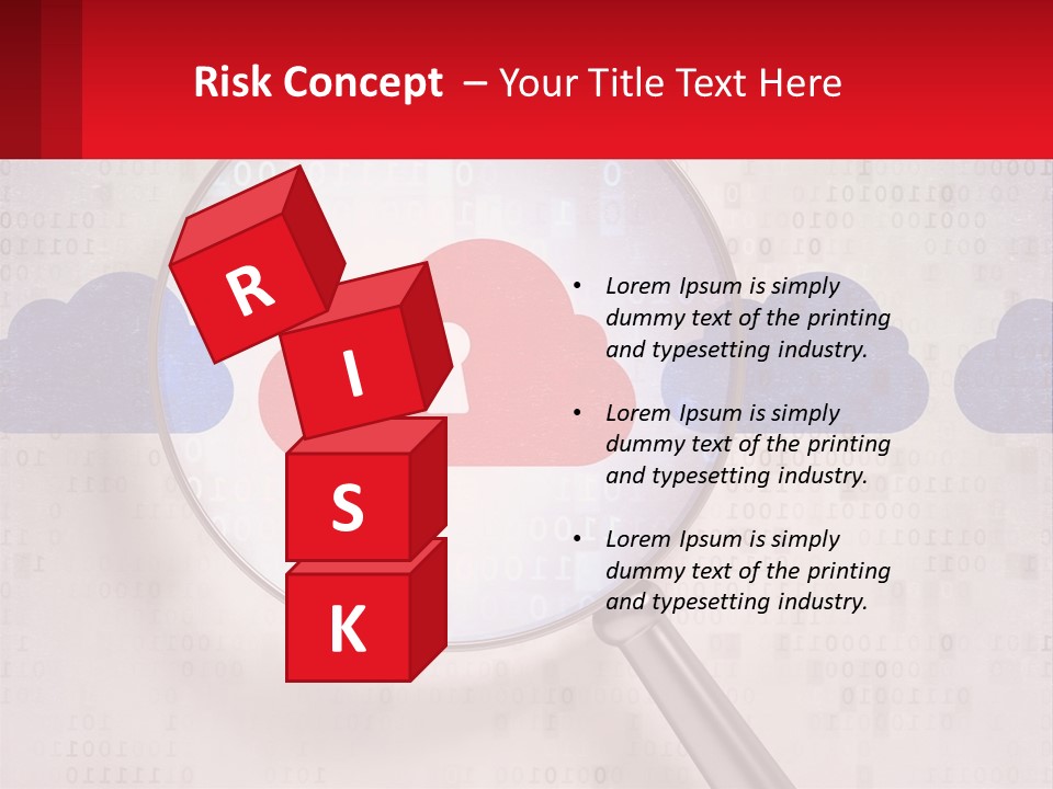 A Magnifying Glass With A Red Cloud On It PowerPoint Template