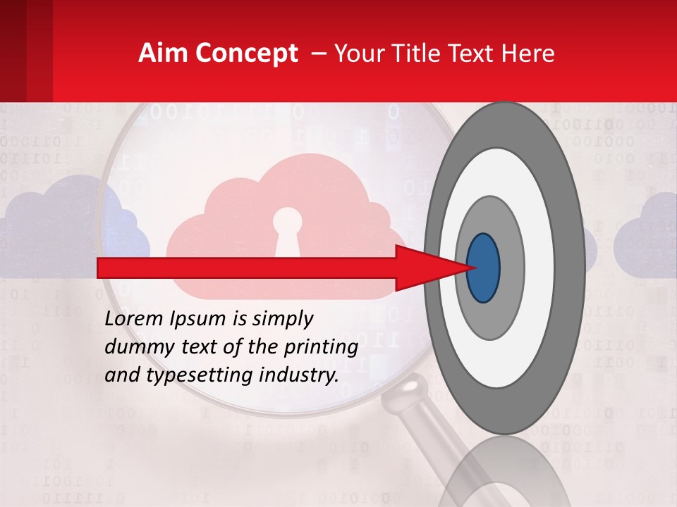 A Magnifying Glass With A Red Cloud On It PowerPoint Template