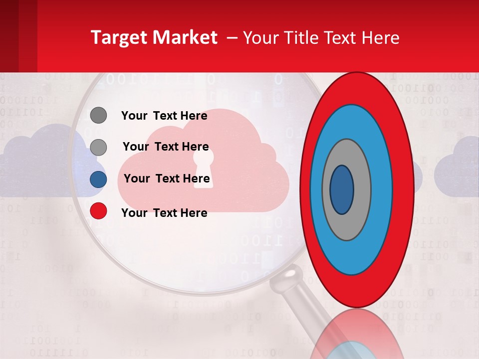 A Magnifying Glass With A Red Cloud On It PowerPoint Template