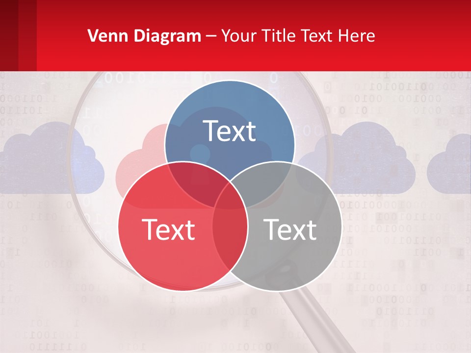 A Magnifying Glass With A Red Cloud On It PowerPoint Template
