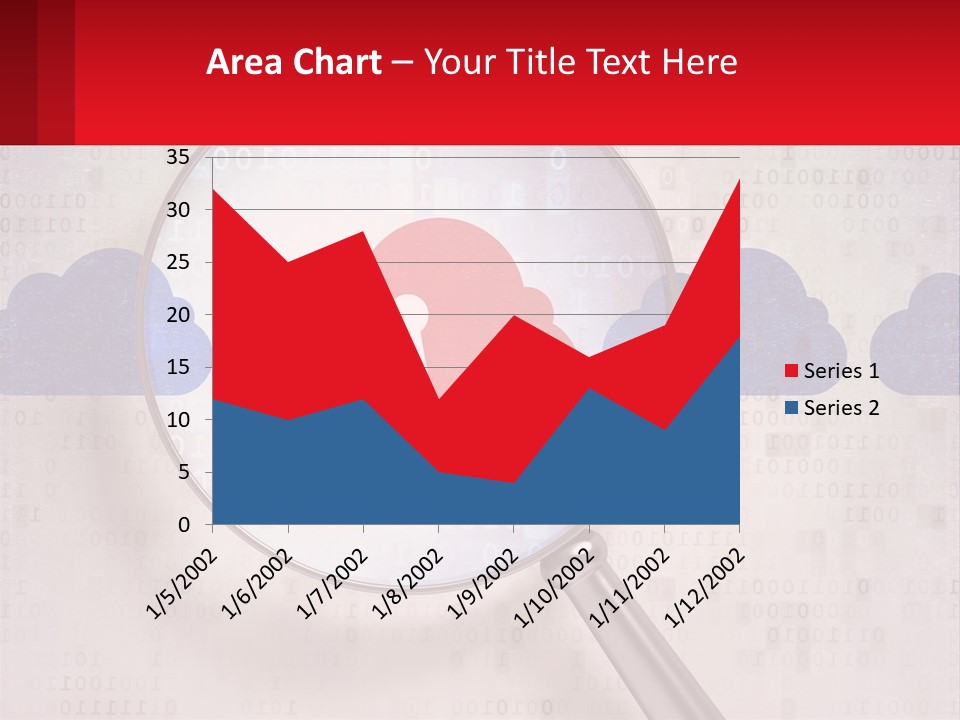 A Magnifying Glass With A Red Cloud On It PowerPoint Template