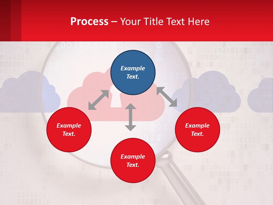 A Magnifying Glass With A Red Cloud On It PowerPoint Template