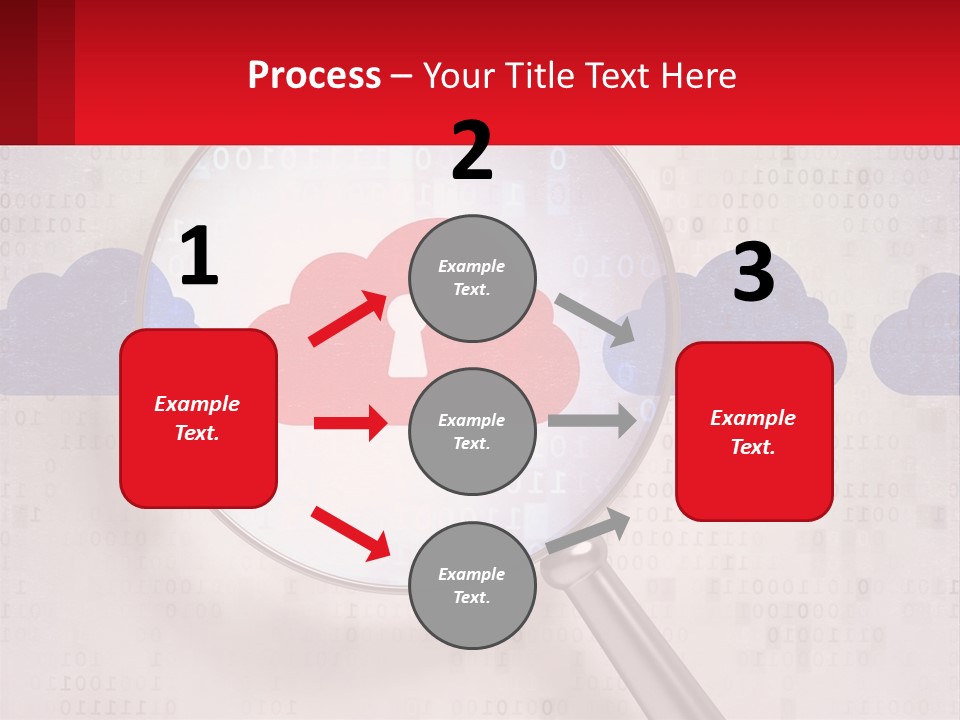 A Magnifying Glass With A Red Cloud On It PowerPoint Template