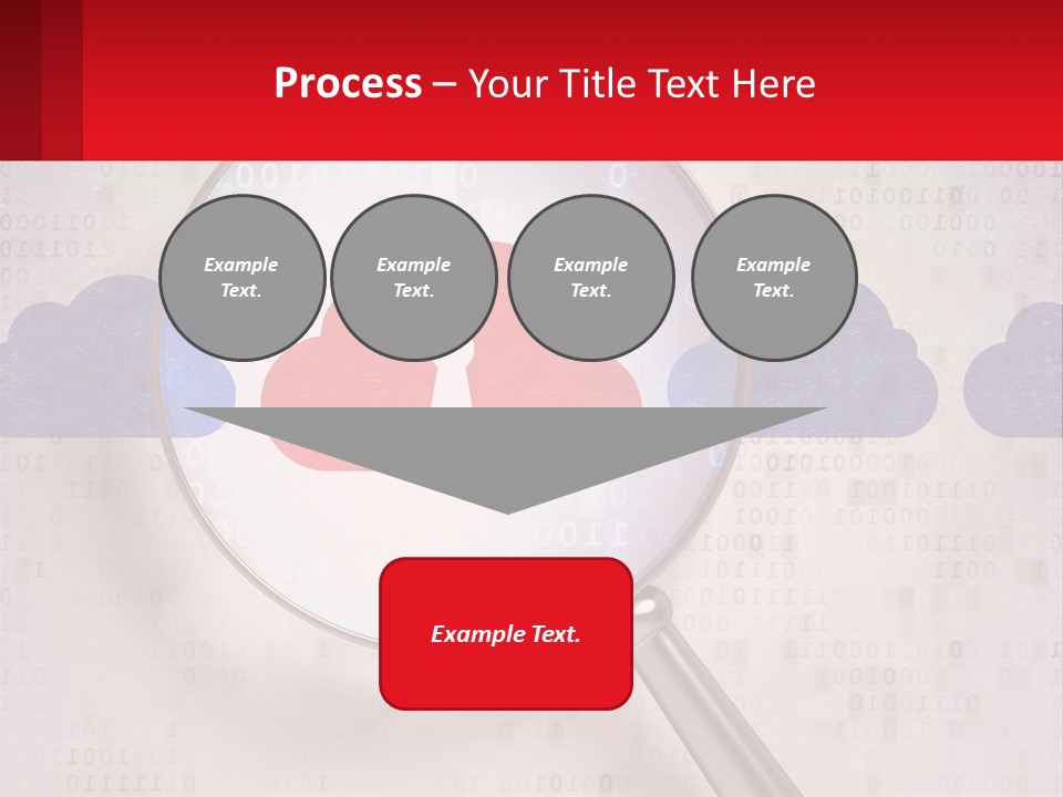 A Magnifying Glass With A Red Cloud On It PowerPoint Template