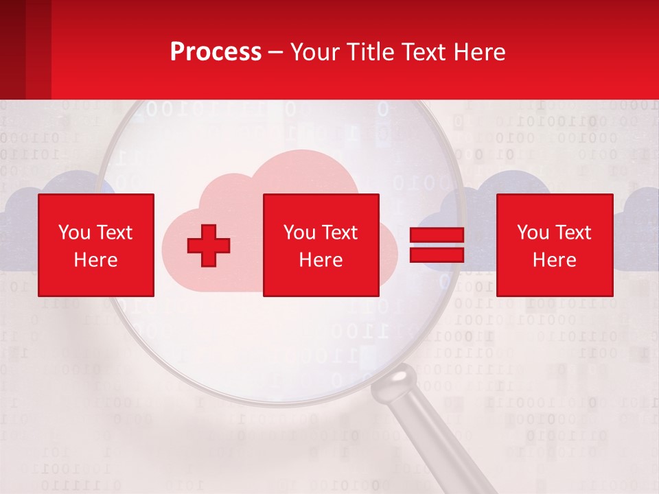 A Magnifying Glass With A Red Cloud On It PowerPoint Template