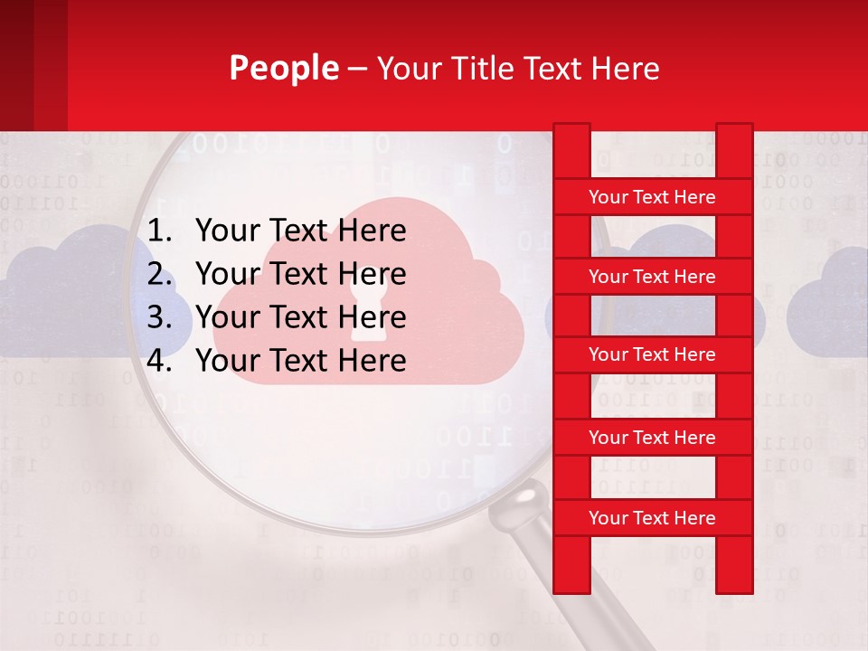 A Magnifying Glass With A Red Cloud On It PowerPoint Template