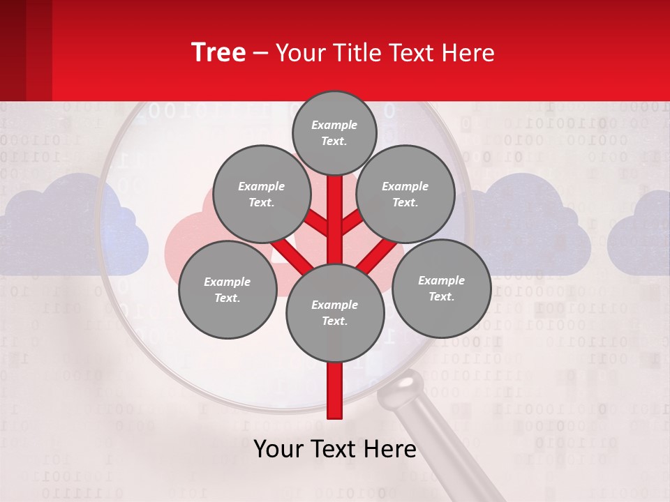 A Magnifying Glass With A Red Cloud On It PowerPoint Template