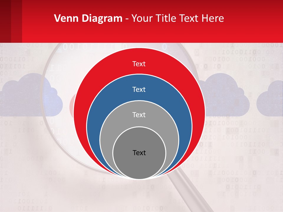 A Magnifying Glass With A Red Cloud On It PowerPoint Template