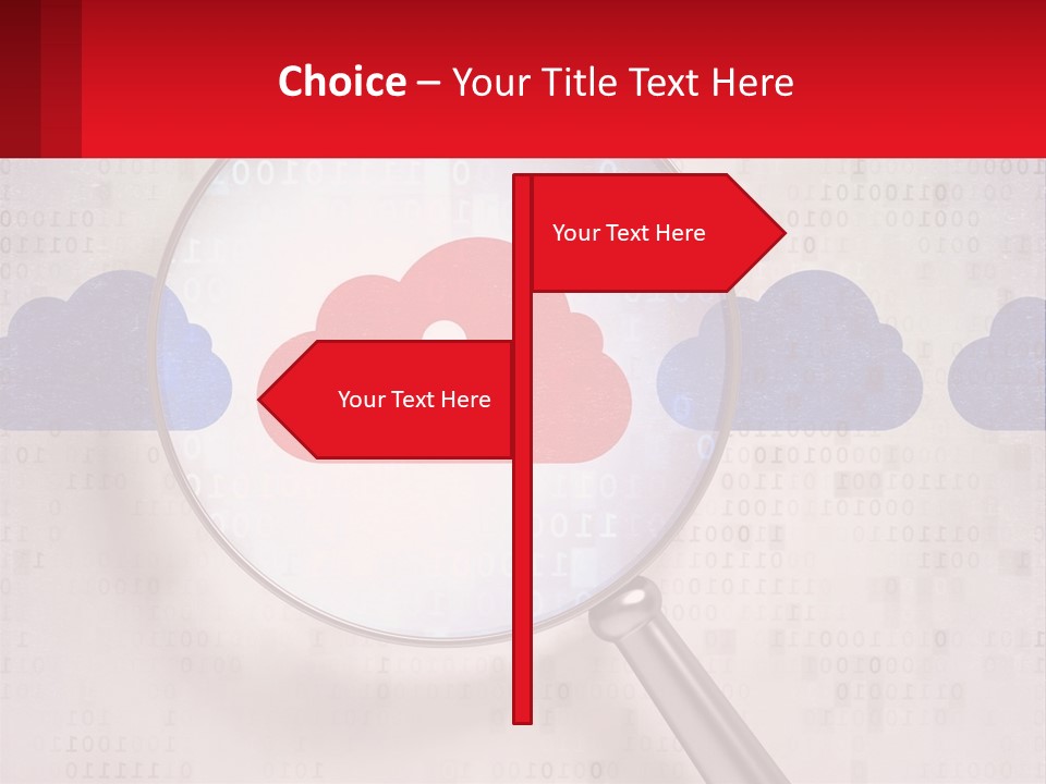 A Magnifying Glass With A Red Cloud On It PowerPoint Template