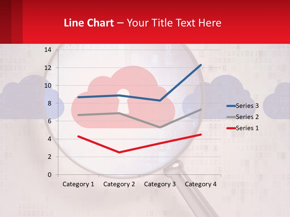 A Magnifying Glass With A Red Cloud On It PowerPoint Template