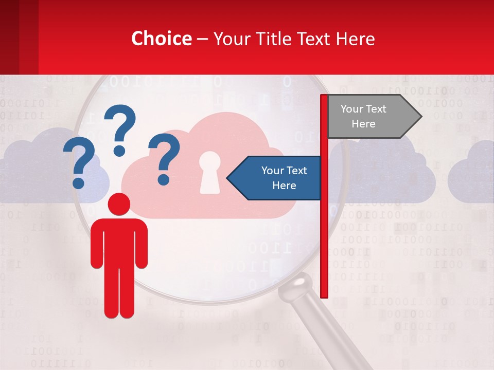 A Magnifying Glass With A Red Cloud On It PowerPoint Template