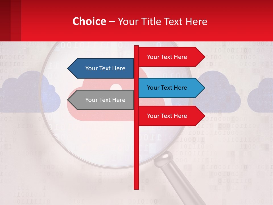 A Magnifying Glass With A Red Cloud On It PowerPoint Template