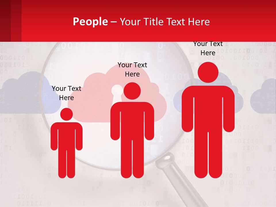 A Magnifying Glass With A Red Cloud On It PowerPoint Template