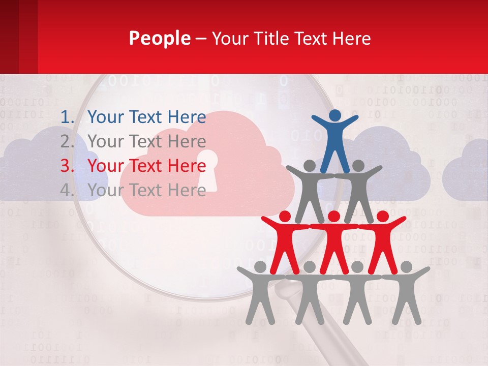 A Magnifying Glass With A Red Cloud On It PowerPoint Template