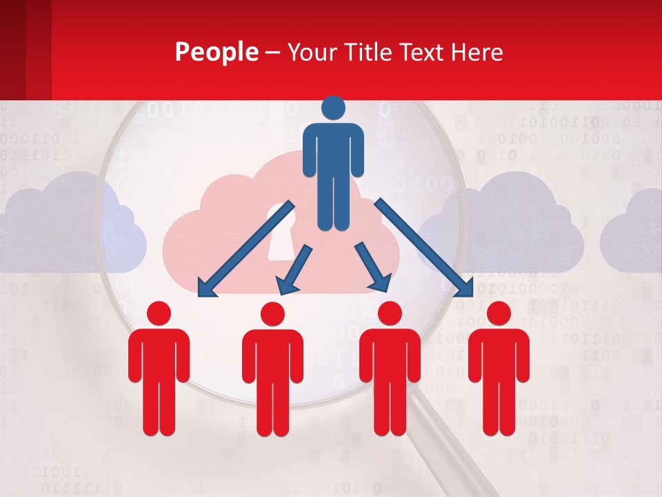 A Magnifying Glass With A Red Cloud On It PowerPoint Template