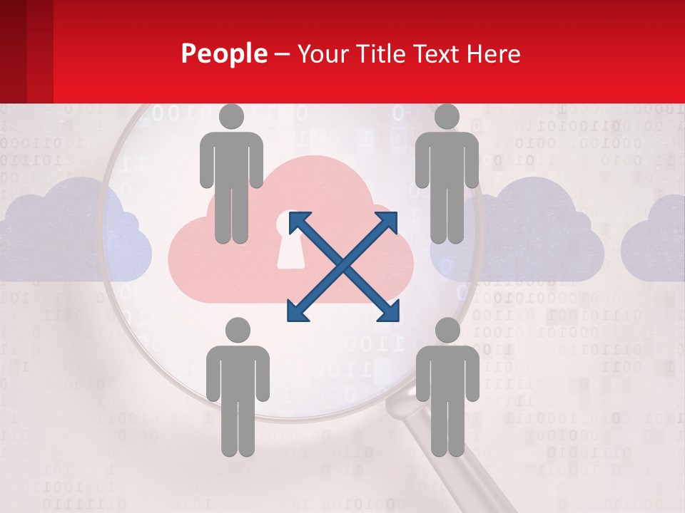 A Magnifying Glass With A Red Cloud On It PowerPoint Template