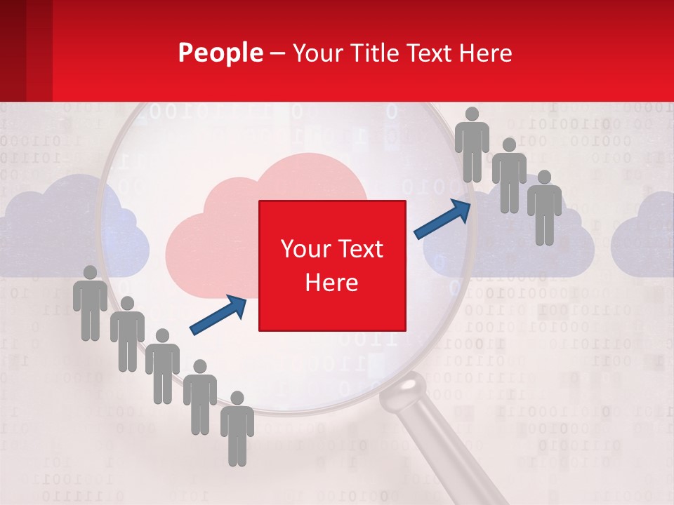 A Magnifying Glass With A Red Cloud On It PowerPoint Template