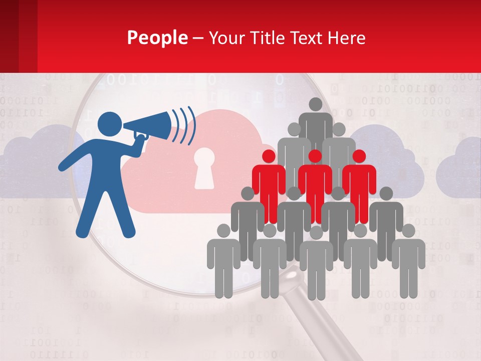 A Magnifying Glass With A Red Cloud On It PowerPoint Template