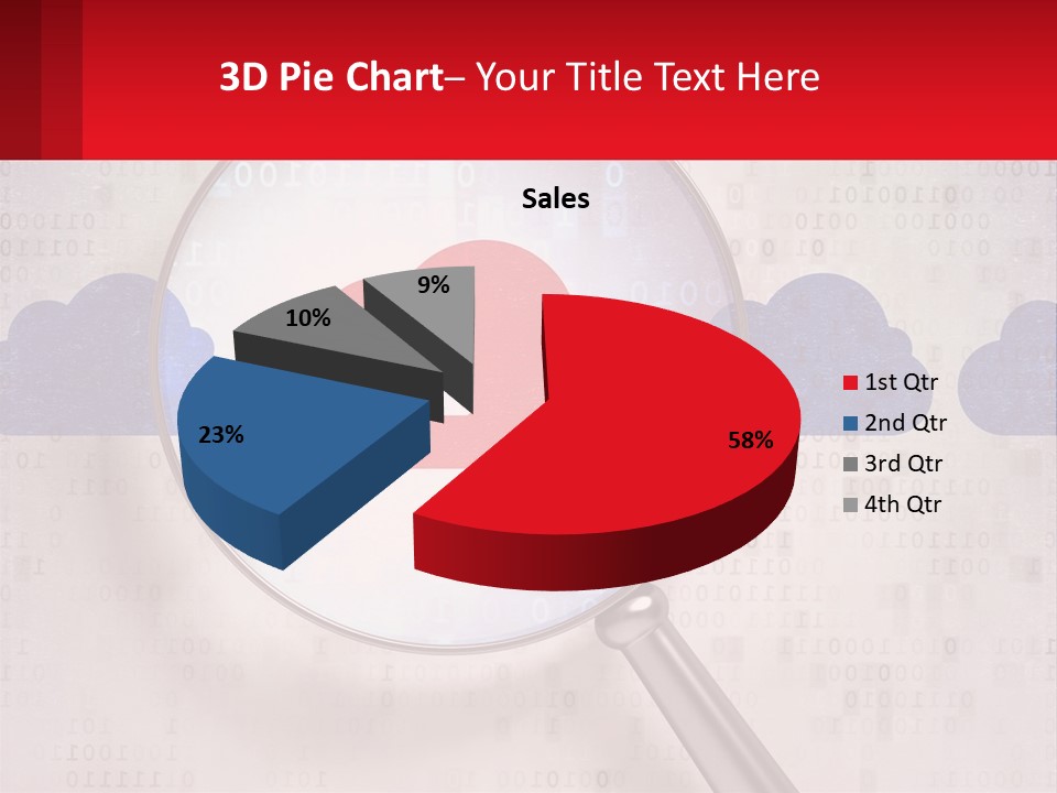 A Magnifying Glass With A Red Cloud On It PowerPoint Template