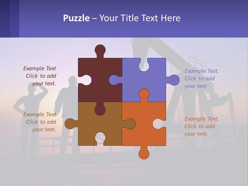 A Couple Of People Standing Next To An Oil Pump PowerPoint Template