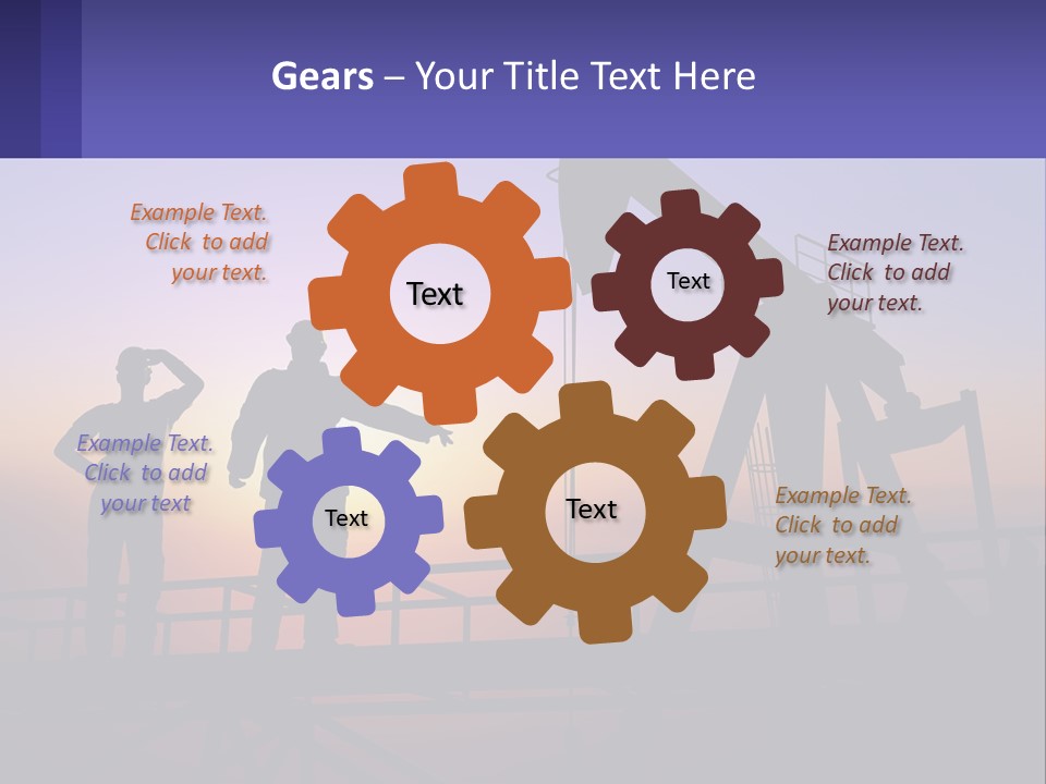 A Couple Of People Standing Next To An Oil Pump PowerPoint Template