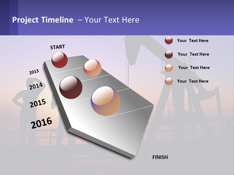 A Couple Of People Standing Next To An Oil Pump PowerPoint Template