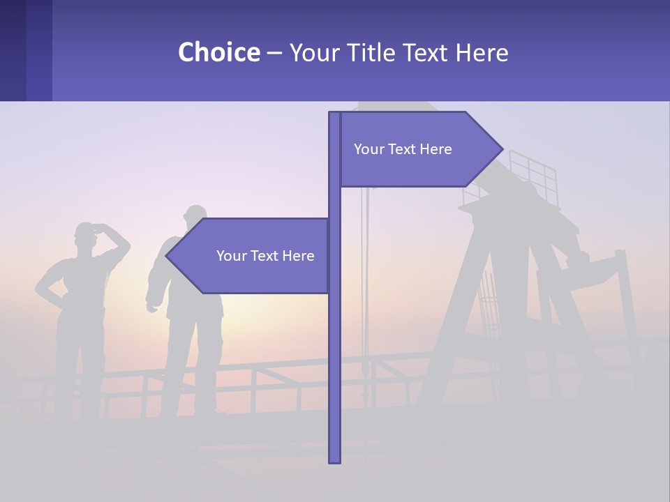 A Couple Of People Standing Next To An Oil Pump PowerPoint Template