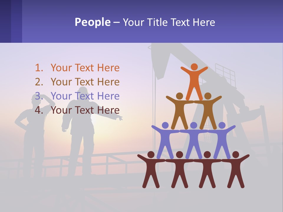 A Couple Of People Standing Next To An Oil Pump PowerPoint Template