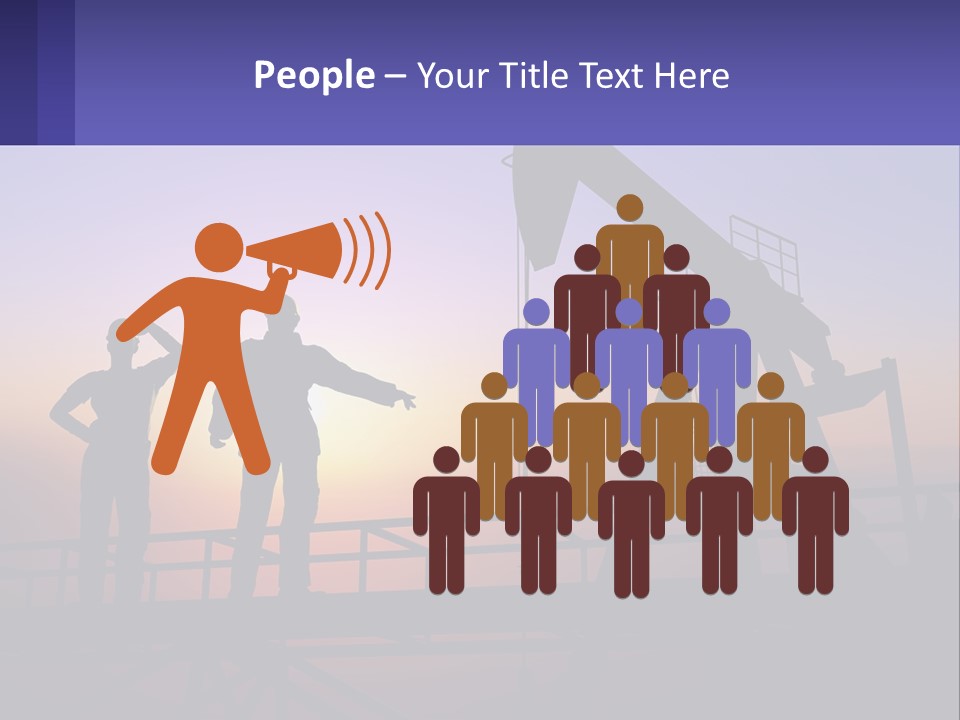 A Couple Of People Standing Next To An Oil Pump PowerPoint Template