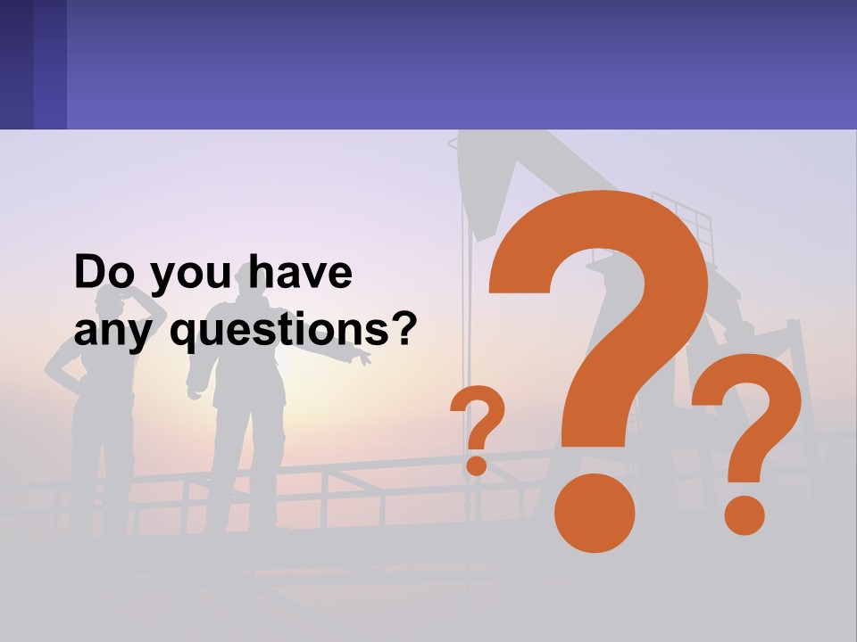 A Couple Of People Standing Next To An Oil Pump PowerPoint Template