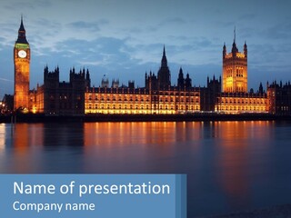 The Big Ben Clock Tower Towering Over The City Of London PowerPoint Template
