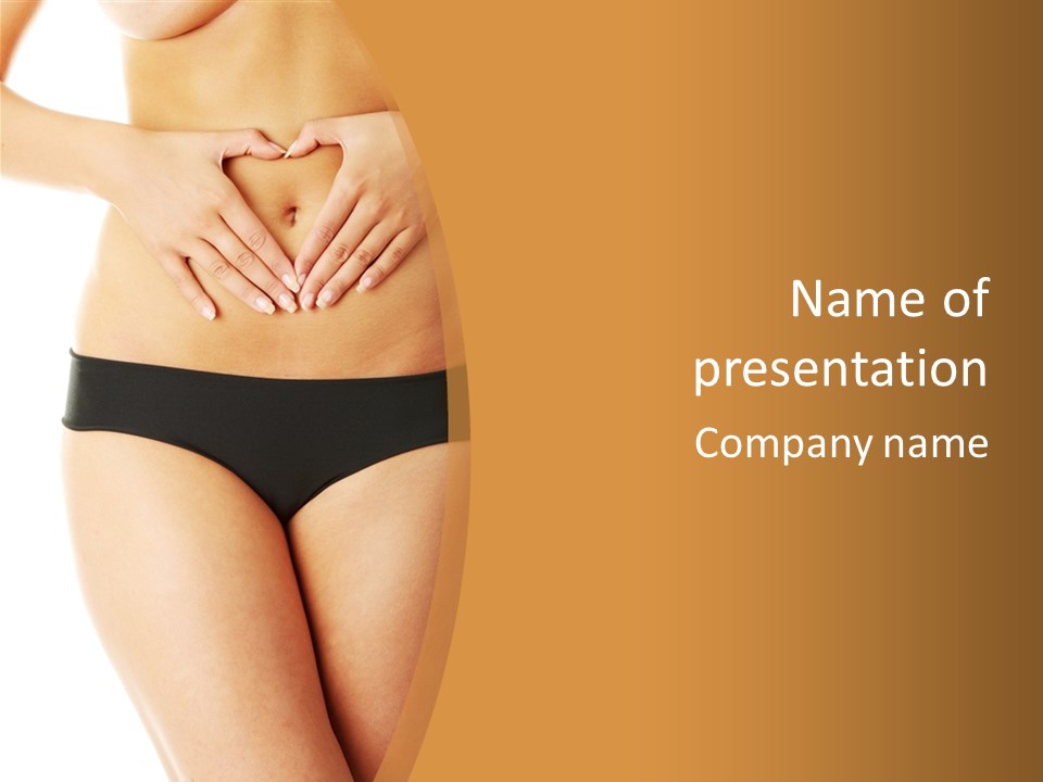 A Woman's Stomach With Her Hands On Her Stomach PowerPoint Template