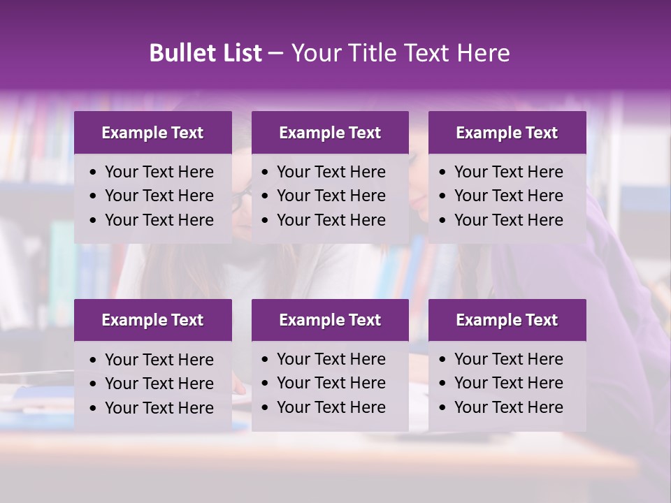 Two Girls Are Writing In A Book In A Library PowerPoint Template