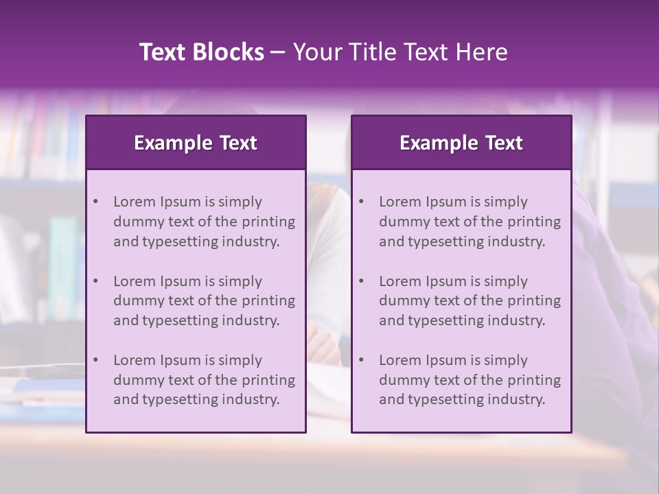 Two Girls Are Writing In A Book In A Library PowerPoint Template