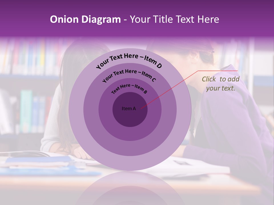 Two Girls Are Writing In A Book In A Library PowerPoint Template