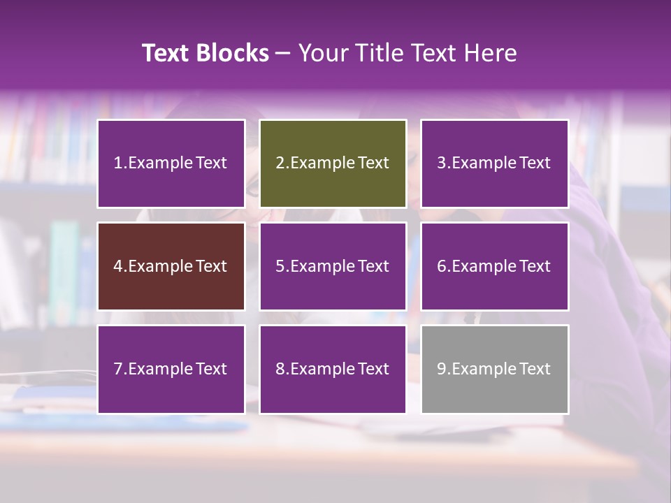 Two Girls Are Writing In A Book In A Library PowerPoint Template