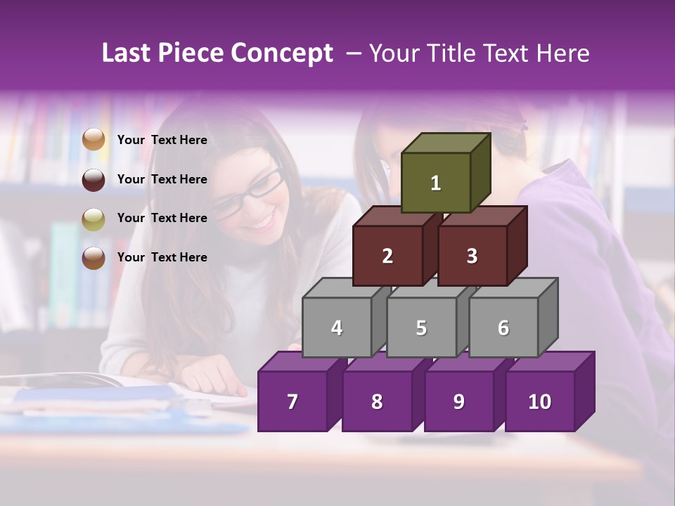 Two Girls Are Writing In A Book In A Library PowerPoint Template