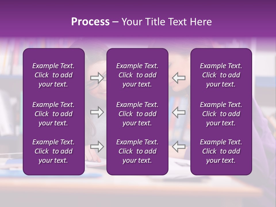 Two Girls Are Writing In A Book In A Library PowerPoint Template