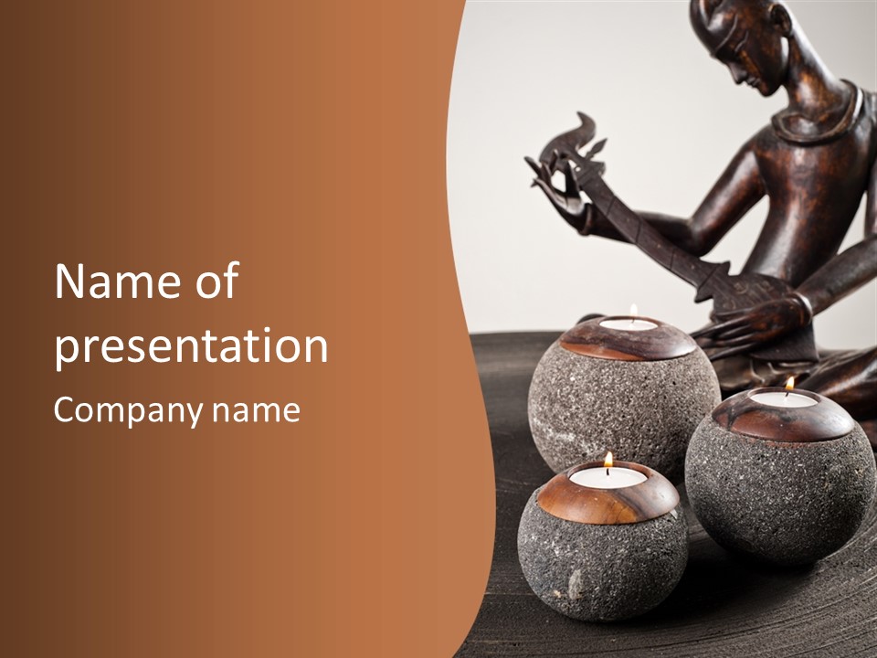 A Statue Of A Woman Sitting On Top Of A Table PowerPoint Template