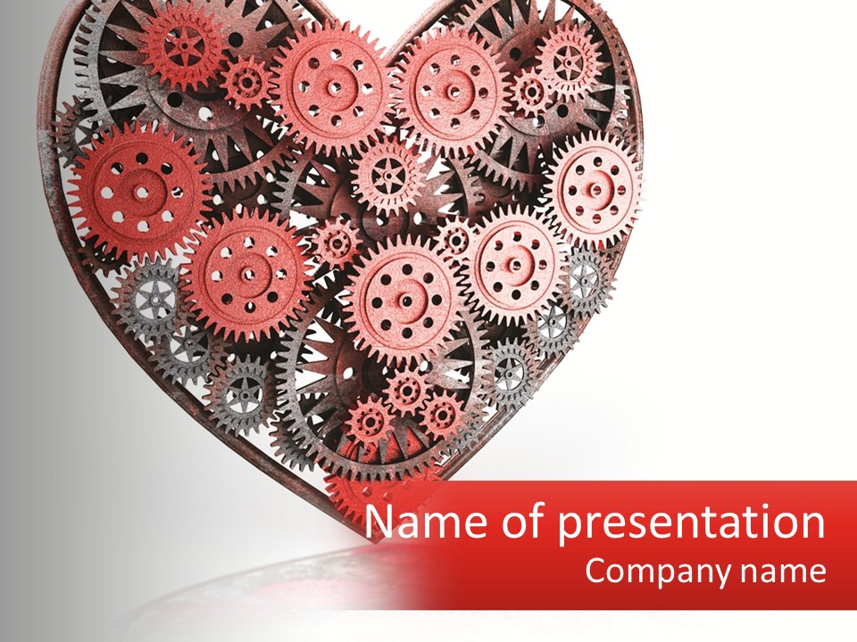A Heart Made Out Of Gears On A White Background PowerPoint Template