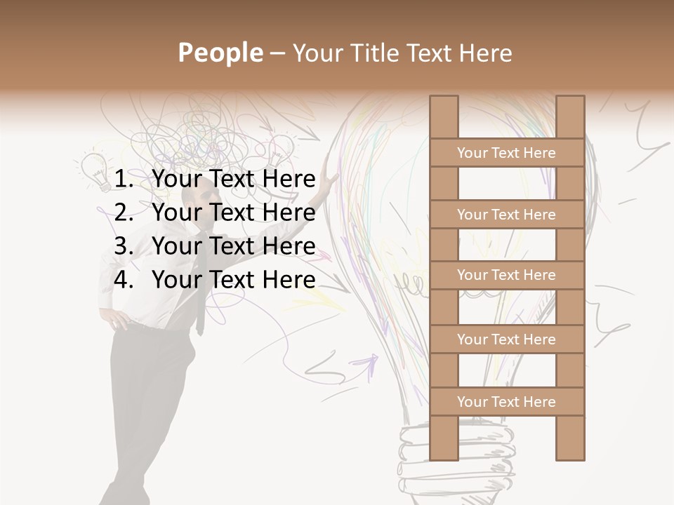 A Man Drawing A Light Bulb On A Wall PowerPoint Template