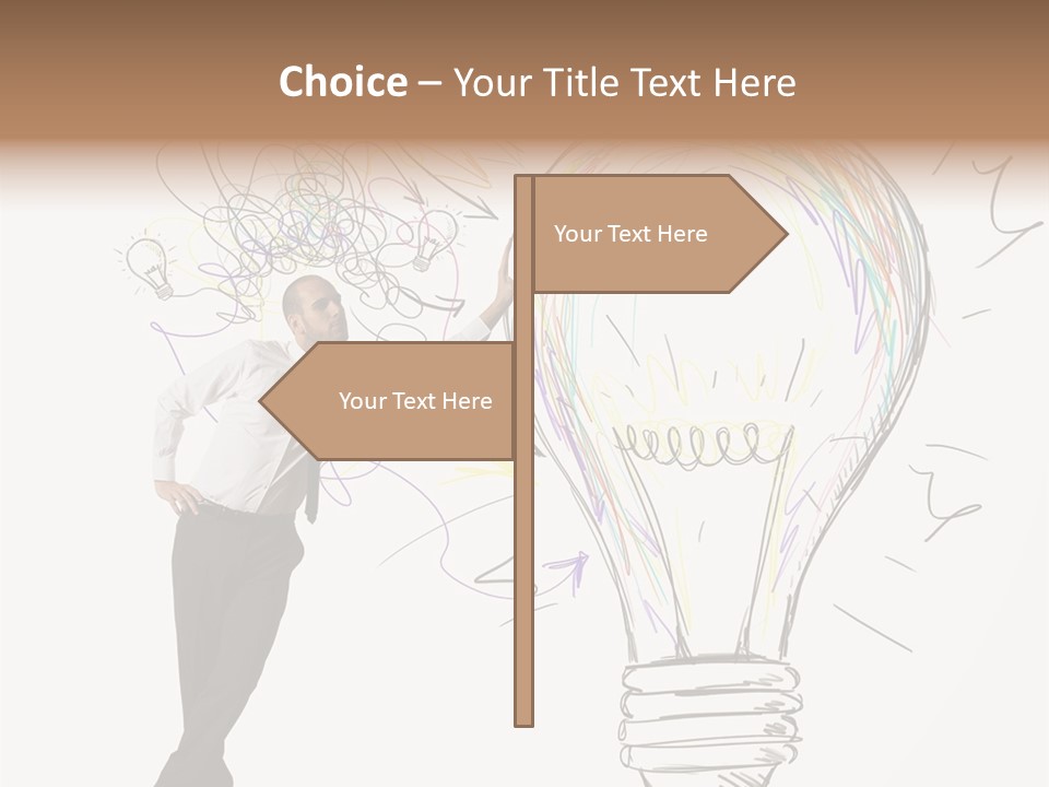 A Man Drawing A Light Bulb On A Wall PowerPoint Template
