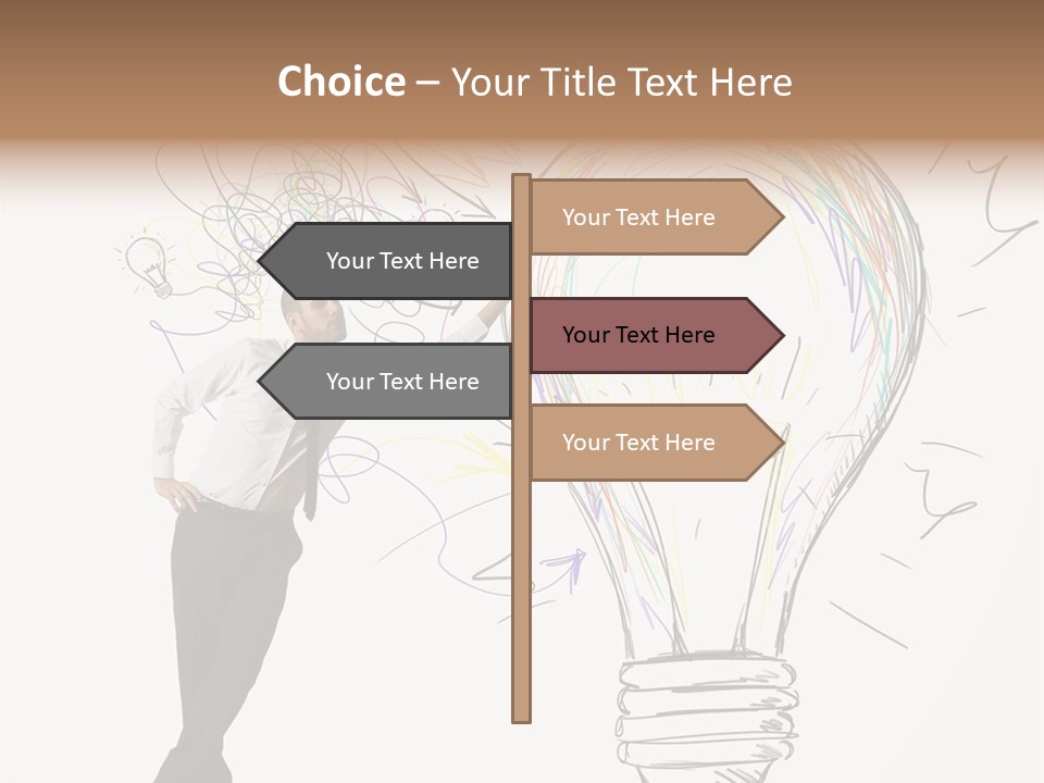 A Man Drawing A Light Bulb On A Wall PowerPoint Template