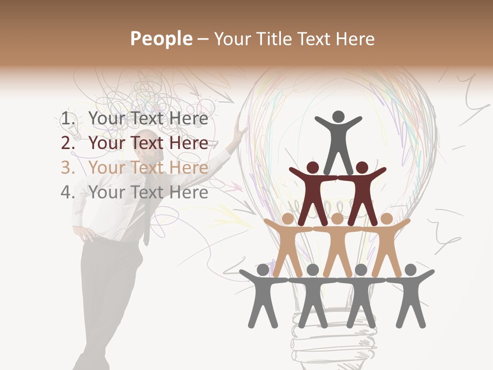 A Man Drawing A Light Bulb On A Wall PowerPoint Template