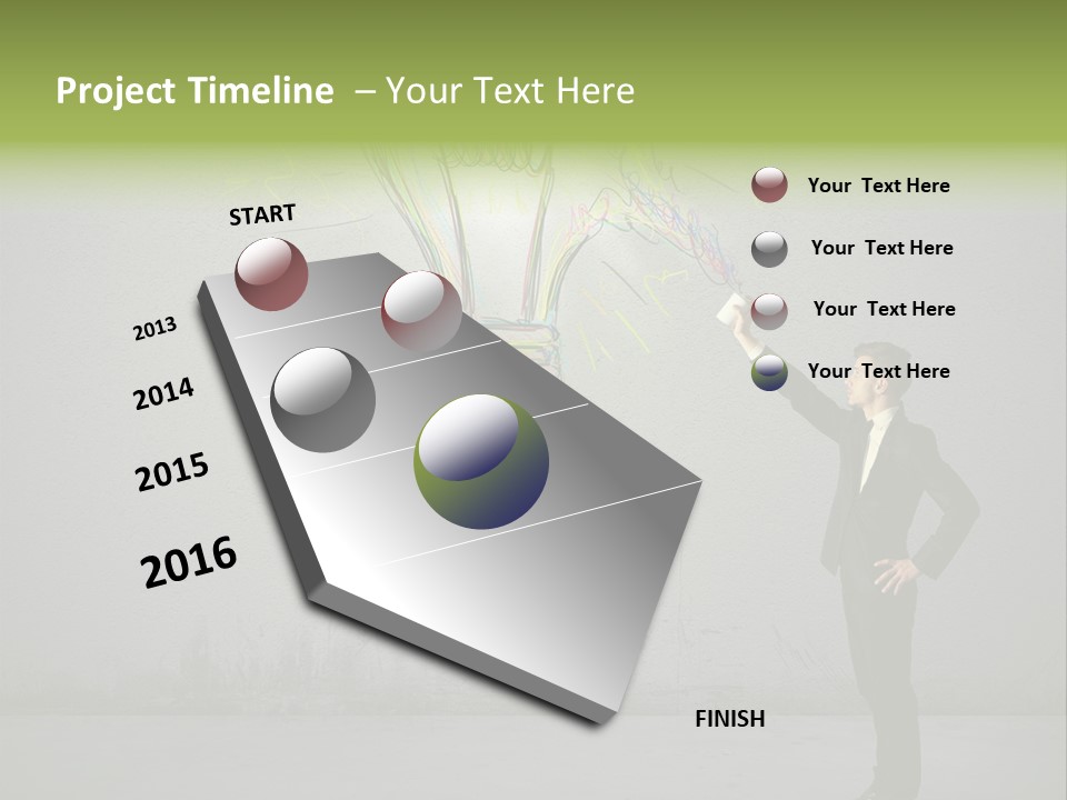 A Man Drawing A Light Bulb On A Wall PowerPoint Template