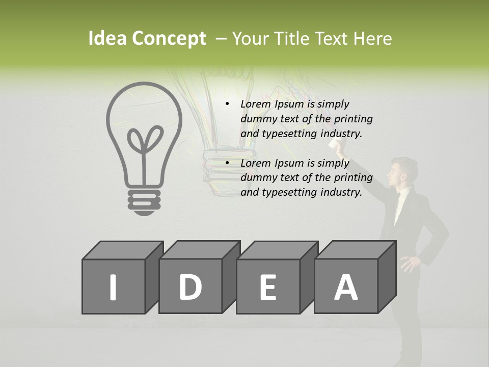 A Man Drawing A Light Bulb On A Wall PowerPoint Template